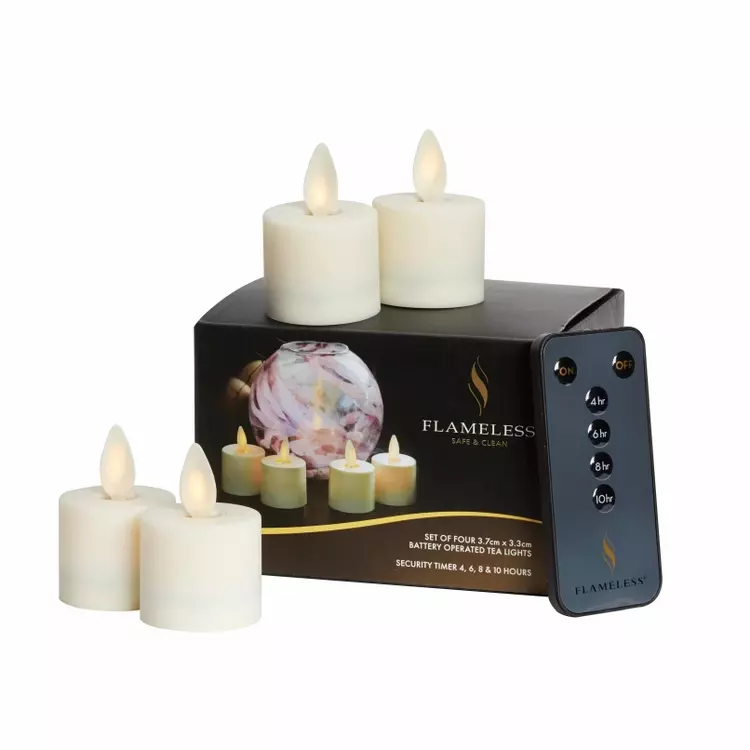 Tea lights with store timer and remote